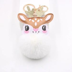 Christmas Deer Stuffed Doll Keychain Pendant Cute Toy Gift Bag Phone Car Key Rin