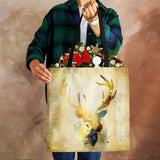 Christmas Deer Canvas Shoulder Bag Women Casual Shopper