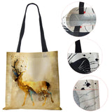 Christmas Deer Canvas Shoulder Bag Women Casual Shopper