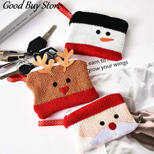 Christmas Deer Wallet Zip Coin Purse Money Bag Card Holder Mini Bags