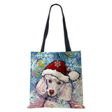 Christmas Dog Cat Canvas Shopper Bag Harajuku Women Reusable Shoulder B