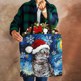 Christmas Dog Cat Canvas Shopper Bag Harajuku Women Reusable Shoulder B
