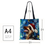 Christmas Dog Cat Canvas Shopper Bag Harajuku Women Reusable Shoulder B