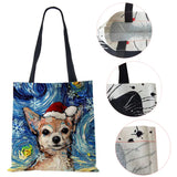 Christmas Dog Cat Canvas Shopper Bag Harajuku Women Reusable Shoulder B