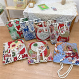 Christmas Elk Women Canvas Shoulder Bag Paint Casual Shopper Reusable Handbag
