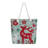 Christmas Elk Women Canvas Shoulder Bag Paint Casual Shopper Reusable Handbag