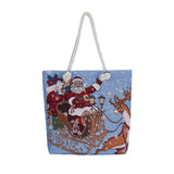 Christmas Elk Women Canvas Shoulder Bag Paint Casual Shopper Reusable Handbag