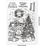 Christmas Fireplace Clear Stamp Garland Retro Wall Silicone Stamps
