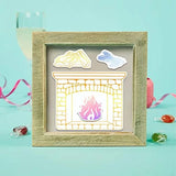 Christmas Fireplace Dies & Stamps Set w/ Socks Bells