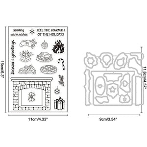 Christmas Fireplace Dies & Stamps Set w/ Socks Bells