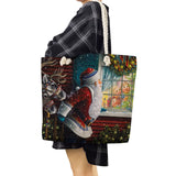 Santa Claus Print Thick Rope Shoulder Bag Women Handbag