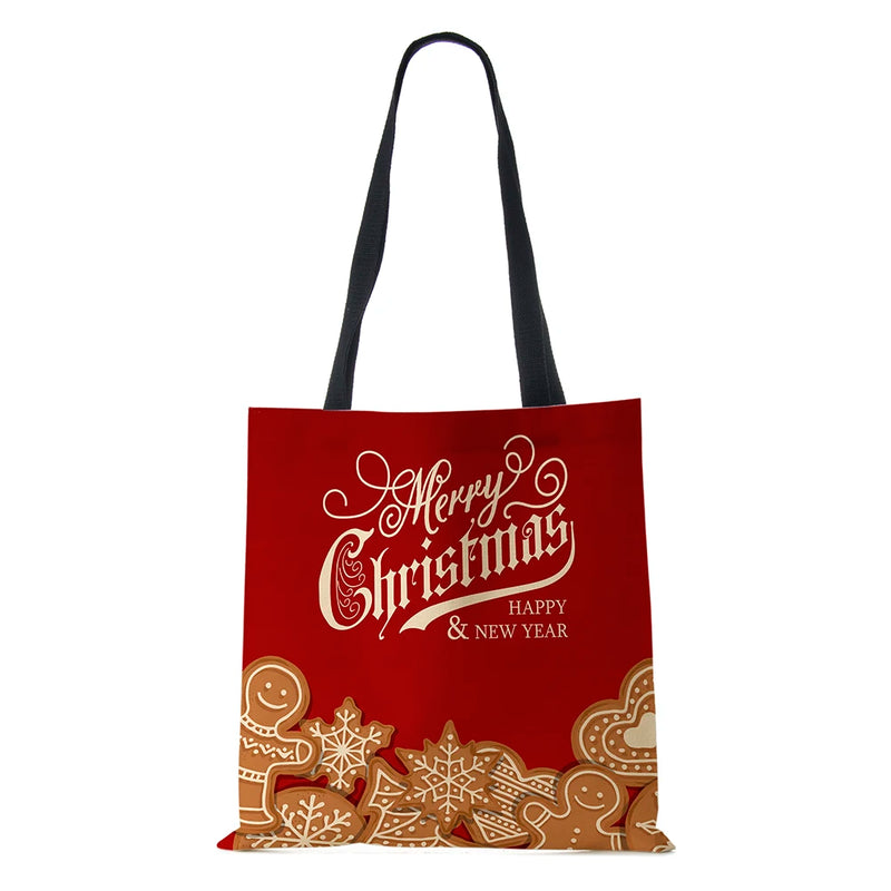 Christmas Harajuku Canvas Shopper Bag Merry Christmas Travel Shoulder Bag