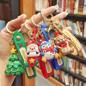 Christmas Keychain Santa Claus Elk Snowman Pendant Doll Keyring