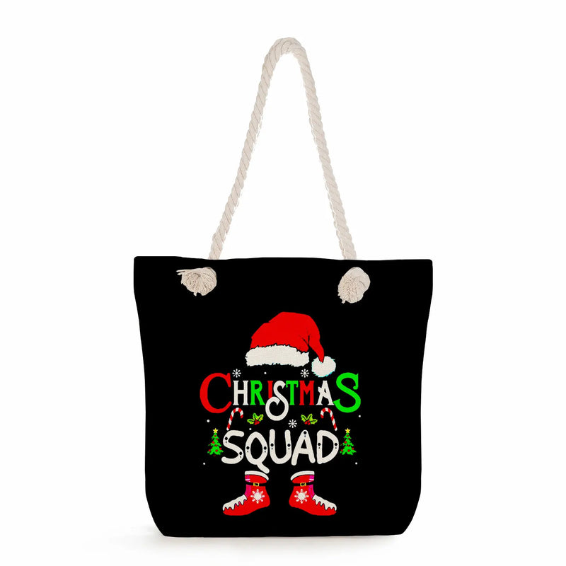 Christmas Letter Printed Shoulder Bags Eco Reusable Shopping Bags