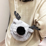 Christmas Plush Messenger Bag Women Fur Red Nose Reindeer Shoulder Small Crossbo