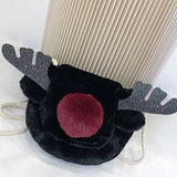 Christmas Plush Messenger Bag Women Fur Red Nose Reindeer Shoulder Small Crossbo