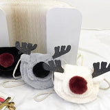 Christmas Plush Messenger Bag Women Fur Red Nose Reindeer Shoulder Small Crossbo