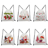 Christmas Print Backpack Portable Storage Bag Child Bookbag Santa Claus