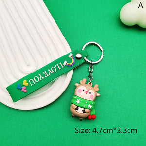 Christmas Santa Claus Elk Doll Keychain Car Bag Cartoon Pendant KeyRing