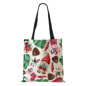 Christmas Santa Claus Harajuku Canvas Shopper Bag Large Capacity Handbag
