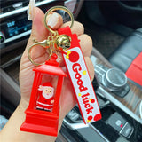 Christmas Santa Keychain With Light And Sound Snowman Bag Car Key Accessory