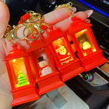 Christmas Santa Keychain With Light And Sound Snowman Bag Car Key Accessory