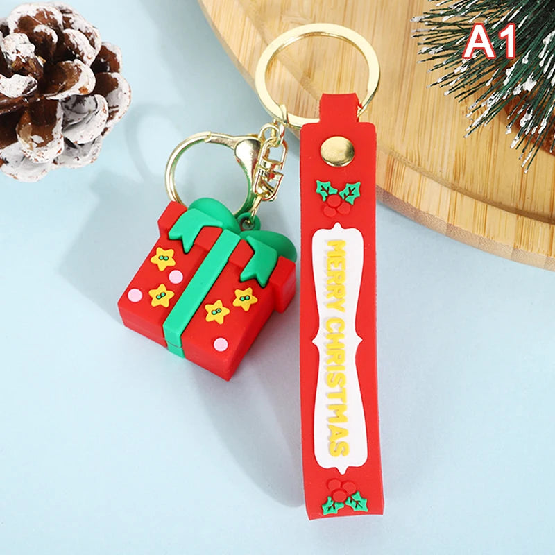 Santa Claus Christmas Tree Key Chains Backpacks Pendant Elk Doll Key Ring