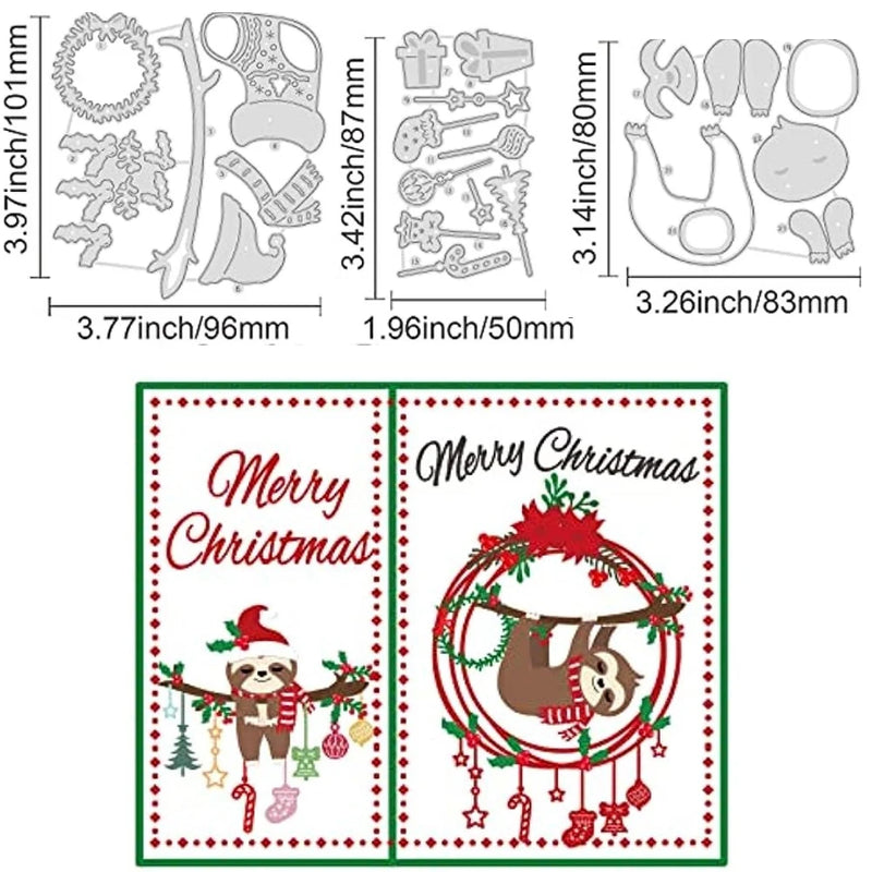 Christmas Sloth Cutting Dies for Scrapbooking DIY Craft