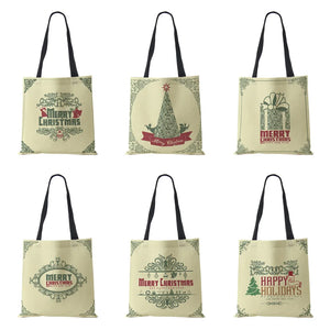 Christmas Snowman Hat Shopper Bag Merry Christmas Tree Shoulder Bag
