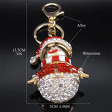 Christmas Snowman Key Ring Rhinestone Metal Cartoon Bag Charm Keychain