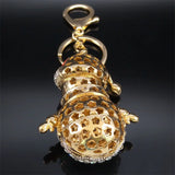 Christmas Snowman Key Ring Rhinestone Metal Cartoon Bag Charm Keychain
