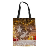 Christmas Sock Gift Pattern Print Canvas Bag Women Shopping Handbags