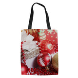 Christmas Sock Gift Pattern Print Canvas Bag Women Shopping Handbags