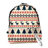 Christmas Students Backpack Cartoon Xmas Element Print Large Capacity School Bag