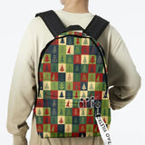 Christmas Students Backpack Cartoon Xmas Element Print Large Capacity School Bag