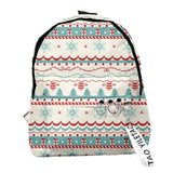 Christmas Students Backpack Cartoon Xmas Element Print Large Capacity School Bag