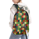 Christmas Students Backpack Cartoon Xmas Element Print Large Capacity School Bag