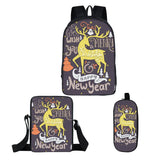 Christmas Three-piece Backpack Creative Polyester Comfortable Burden Reduction