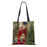 Christmas Tree Harajuku Canvas Shopper Bag Dog Women Reusable Shoulder Bag