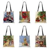 Christmas Tree Harajuku Canvas Shopper Bag Dog Women Reusable Shoulder Bag