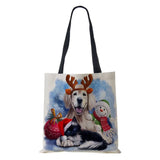 Christmas Tree Harajuku Canvas Shopper Bag Dog Women Reusable Shoulder Bag