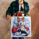 Christmas Tree Harajuku Canvas Shopper Bag Dog Women Reusable Shoulder Bag