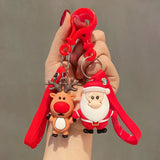 Christmas Keychain Cartoon School Bag Pendant Silicone Keychain