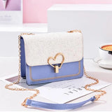 Chuwanglin Chain Messenger Bag Women's Shoulder Bag Small Flap Sequin Leather