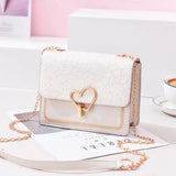Chuwanglin Chain Messenger Bag Women's Shoulder Bag Small Flap Sequin Leather