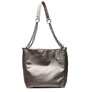 Chuwanglin Rivet Totes Shoulder Handbag Women PU Leather Chain Crossbody Bag
