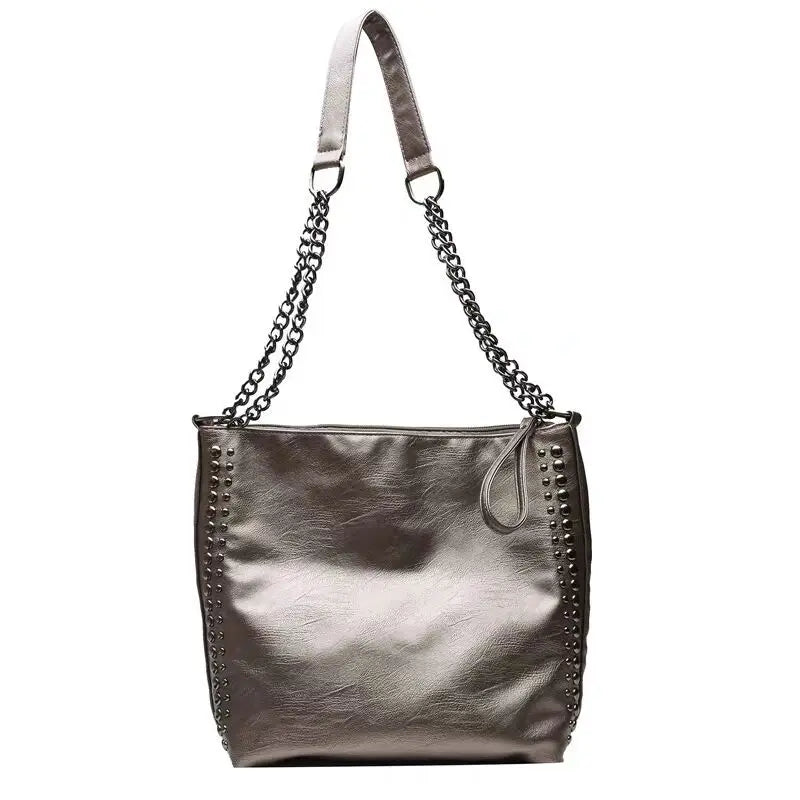 Chuwanglin Rivet Totes Shoulder Handbag Women PU Leather Chain Crossbody Bag