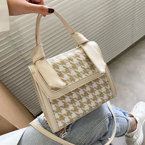 Chuwanglin Plaid Crossbody Handbag Totes Women Casual Leather Shoulder Purse