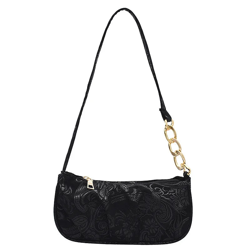 Vintage Embroidery Chain Small Top-handle Bag Ladies Handbags