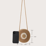 Circle Straw Woven Messenger Bag Women Summer Beach Round Rattan Crossbody Bags